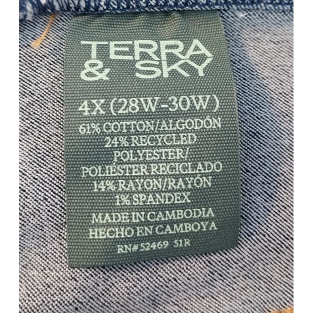 Terra & Sky Women's Plus Size 4X Blue Jean Denim Jegging Pull On Stretch - Picture 8 of 13